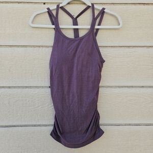 fabletics purple ruched side racerback tank SEE MEASUREMENTS